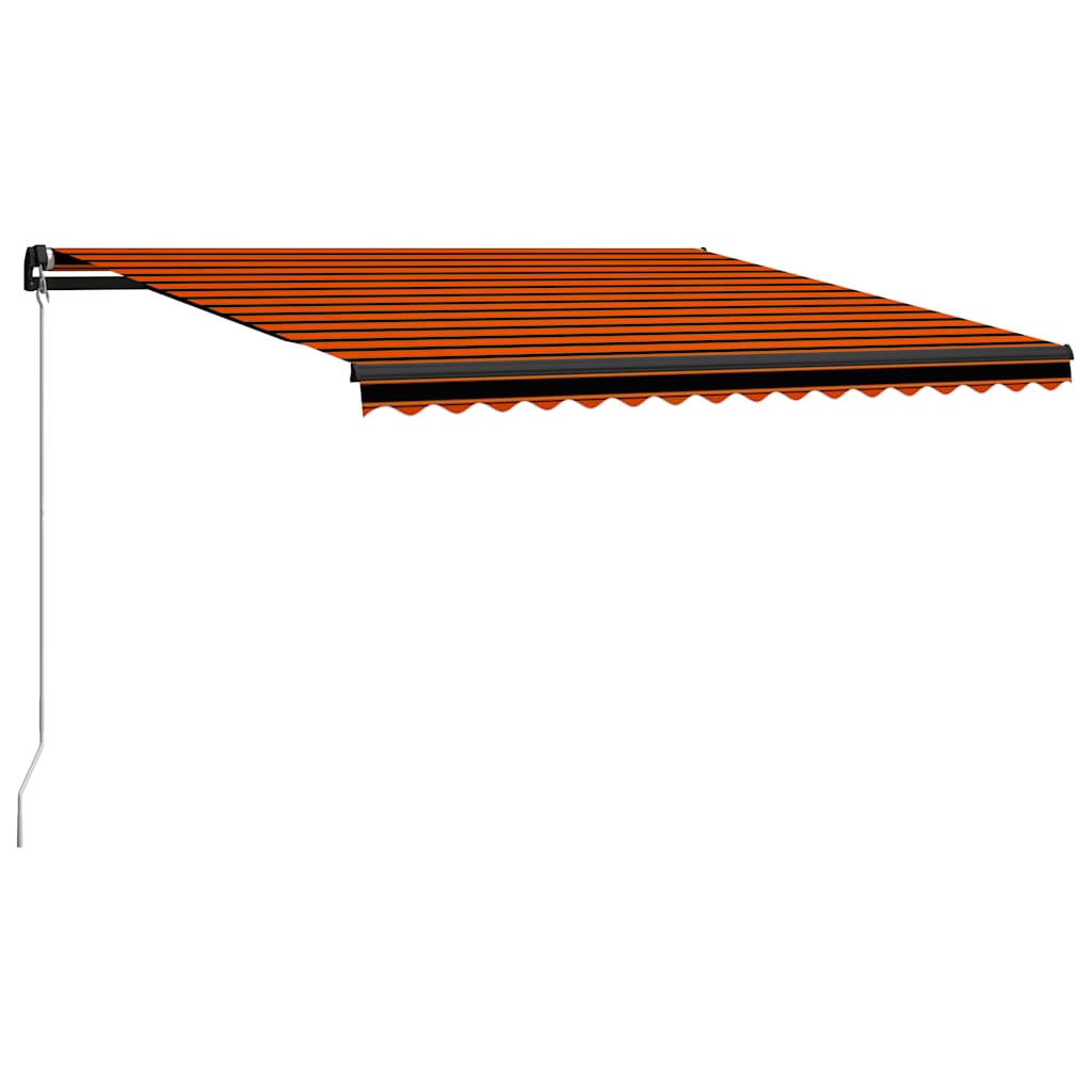 vidaXL Luifel handmatig uittrekbaar met LED 450x300 cm oranje en bruin