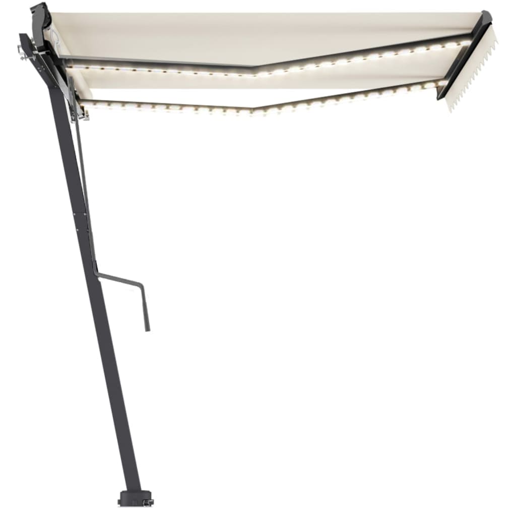 vidaXL Luifel automatisch met LED en windsensor 350x250 cm crèmekleur