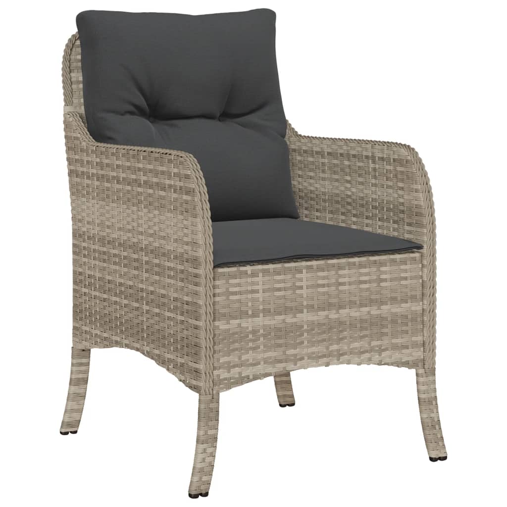 vidaXL 3-delige Tuinset met kussens poly rattan lichtgrijs