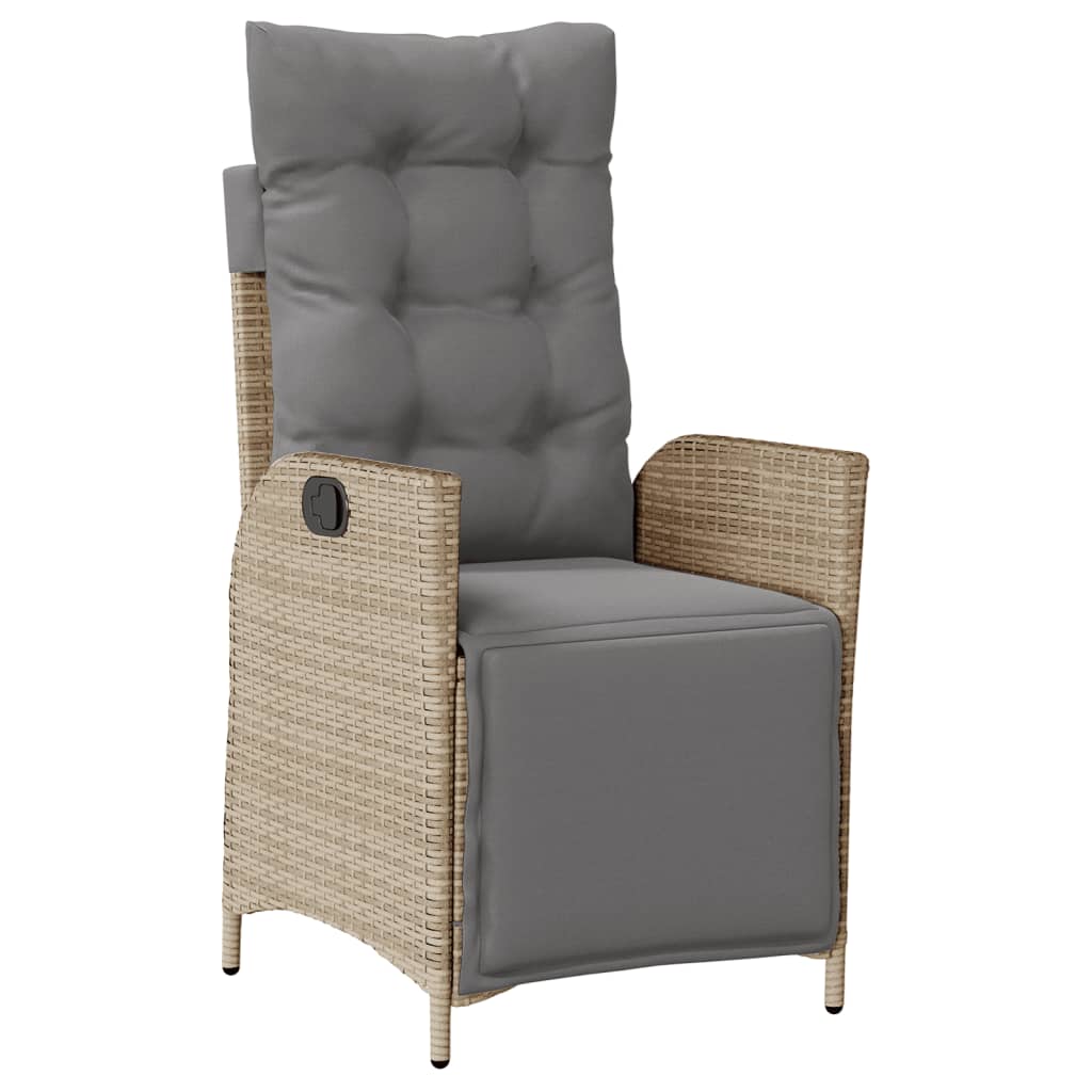 vidaXL 3-delige Tuinset met kussens poly rattan gemengd beige