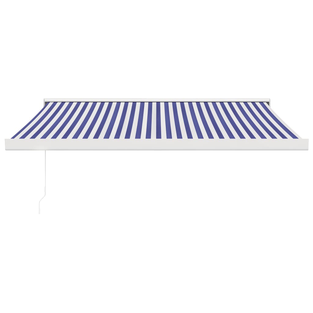 vidaXL Luifel uittrekbaar 3,5x2,5 m stof en aluminium blauw en wit