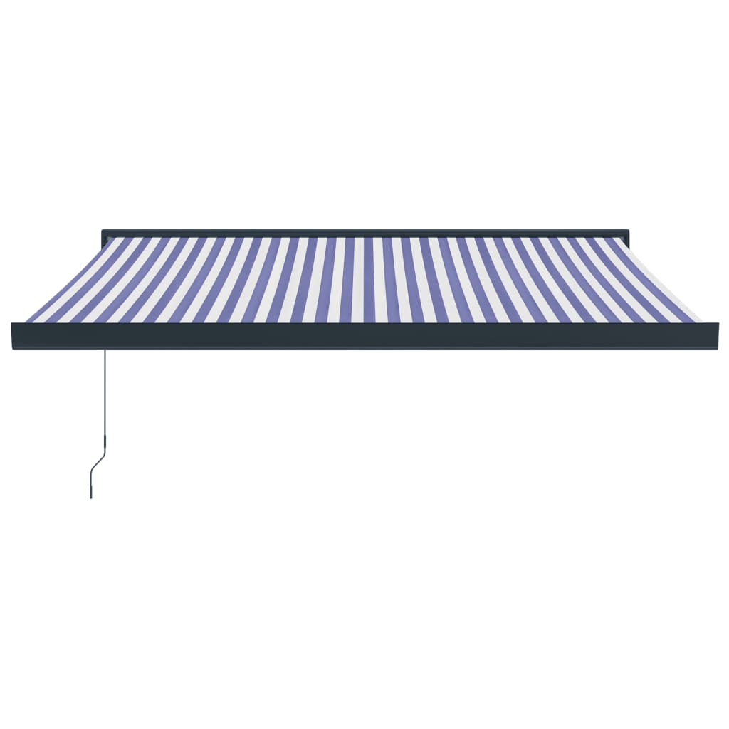 vidaXL Luifel uittrekbaar 3,5x2,5 m stof en aluminium blauw en wit