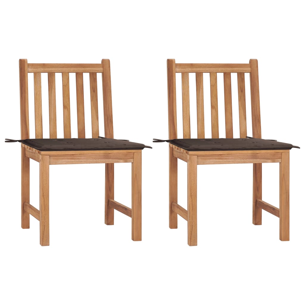 VidaXL Tuinstoelen 2 st met kussens massief teakhout