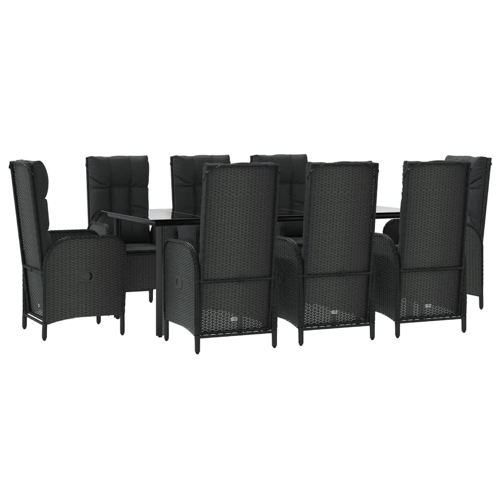 vidaXL 9-delige Tuinset poly rattan zwart