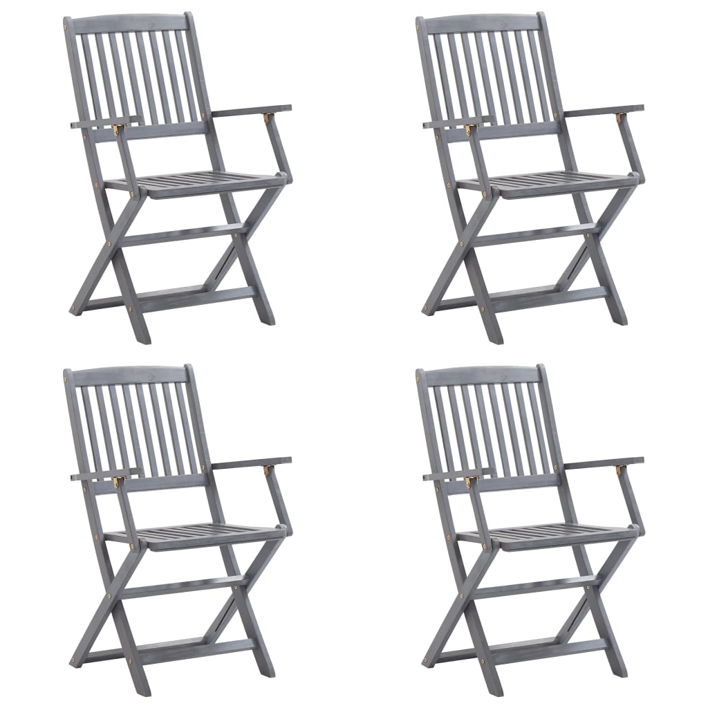 vidaXL Tuinstoelen 4 st inklapbaar met kussens massief acaciahout