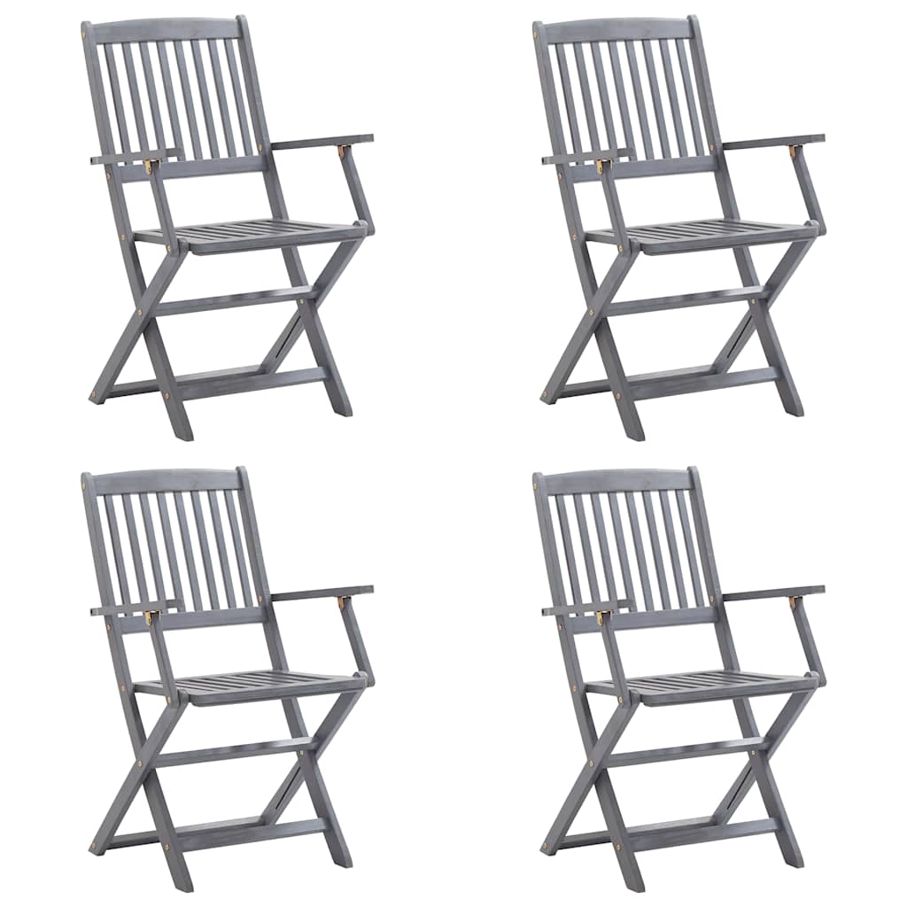 vidaXL Tuinstoelen 4 st inklapbaar met kussens massief acaciahout