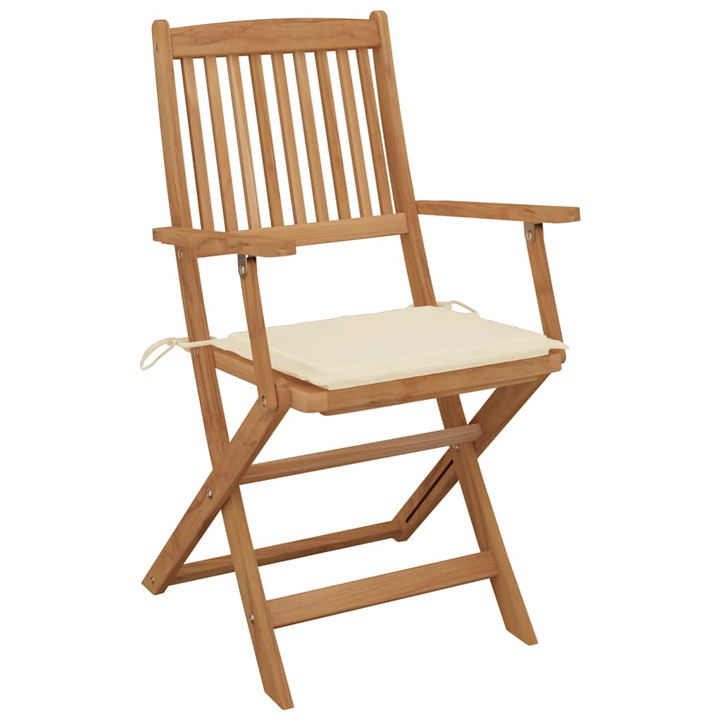 vidaXL Tuinstoelen 4 st inklapbaar met kussens massief acaciahout