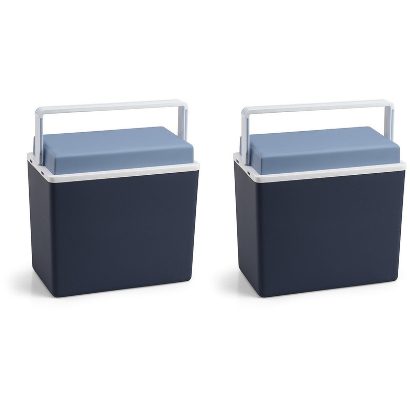 Merkloos 2x Blauwe koelboxen 10 liter 30,5 cm -