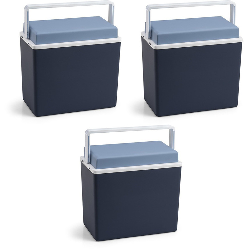 Merkloos 3x Blauwe koelboxen 10 liter 30,5 cm -