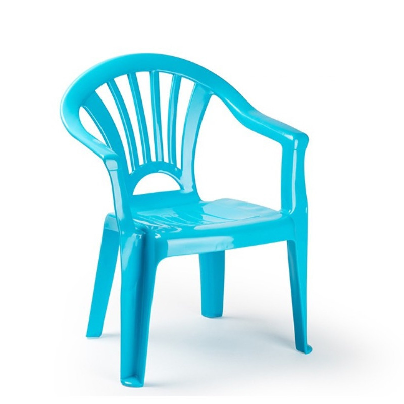 Merkloos 8x stuks kinderstoelen lichtblauw kunststof 35 x 28 x 50 cm -