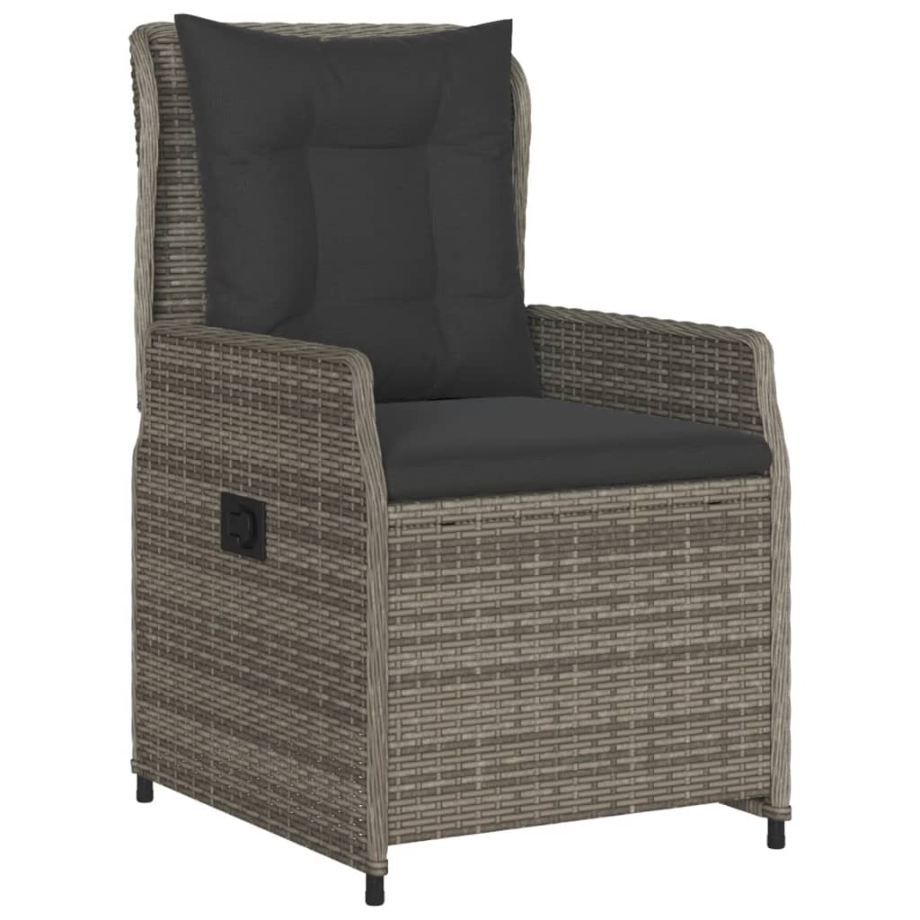 vidaXL 7-delige Tuinset met kussens poly rattan grijs
