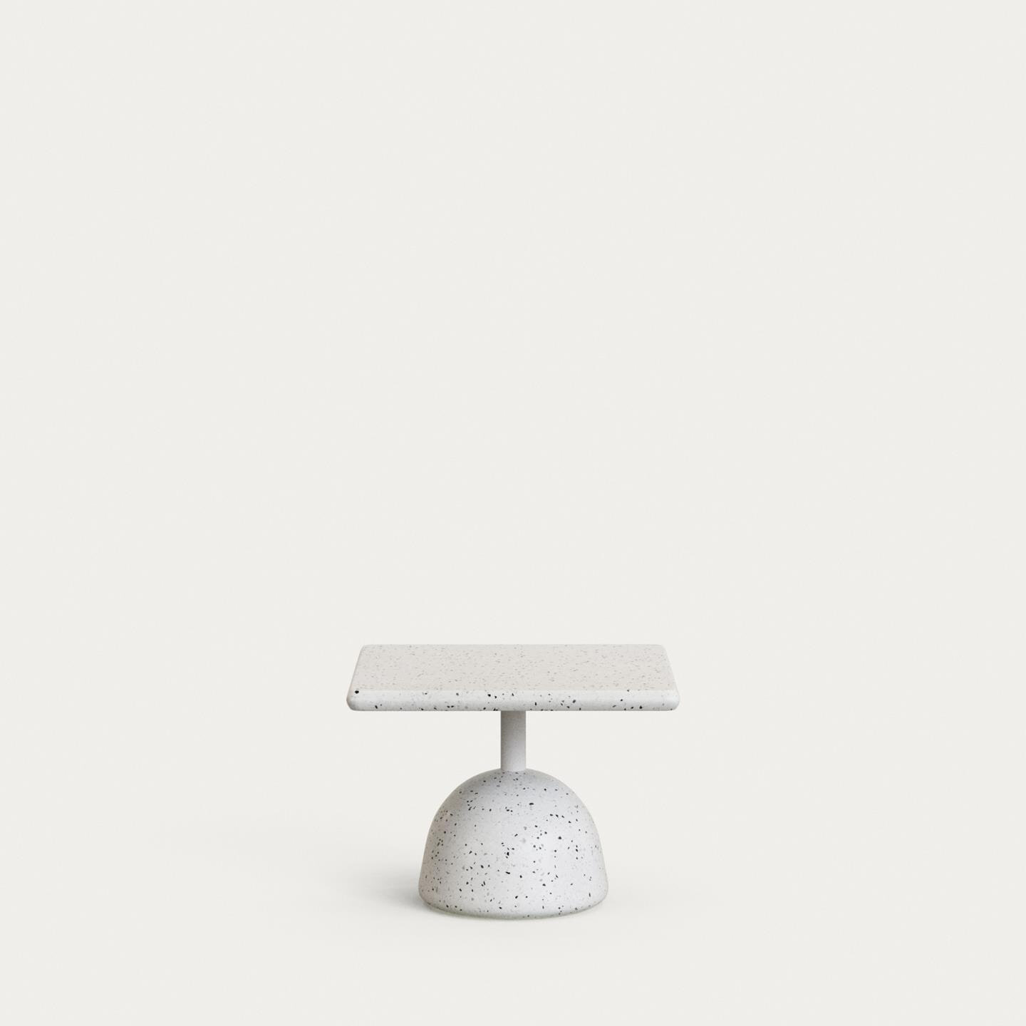 Kave Home Loungetafel Saura Terrazzo, 48 x 48cm - Wit