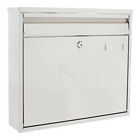 Rottner Teramo brievenbus, wandgemonteerd, dubbelzijdig insteekbaar, naamslot, cilinderslot, incl. 2 sleutels, roestvrij staal, B 360 x D 80 x H 320 mm