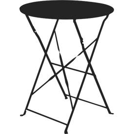 Meet_by_Paperflow Outdoor klaptafel meet van Paperflow EDEN, rond, Ø 600 x H 730 mm, gegalvaniseerd staal, zwart-zwart