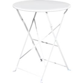 Meet_by_Paperflow Outdoor klaptafel meet van Paperflow EDEN, rond, Ø 600 x H 730 mm, gegalvaniseerd staal, wit-wit