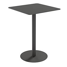 Meet_by_Paperflow Paperflow buitentafel Cross, vierkant, plaatvoet, B 800 x D 800 x H 1100 mm, zwart/matzwart