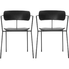 Meet_by_Paperflow BISTRO stoel, stapelbaar tot 4 eenheden, B 535 x D 545 x H 760 mm, stalen buis en polypropeen, zwart, 2 eenheden