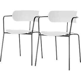 Meet_by_Paperflow BISTRO stoel, stapelbaar tot 4 eenheden, B 535 x D 545 x H 760 mm, stalen buis en polypropeen, wit, 2 eenheden