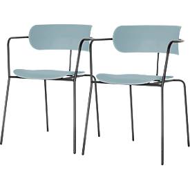 Meet_by_Paperflow BISTRO stoel, stapelbaar tot 4 eenheden, B 535 x D 545 x H 760 mm, stalen buis en polypropeen, blauw, 2 eenheden