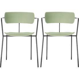 Meet_by_Paperflow BISTRO stoel, stapelbaar tot 4 eenheden, B 535 x D 545 x H 760 mm, stalen buis en polypropeen, groen, 2 eenheden