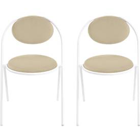 Meet_by_Paperflow Stoelen Saturne Meet by Paperflow - B 520 x D 540 x H 820 mm - stalen buis wit - kunstleer ivoor - set van 2