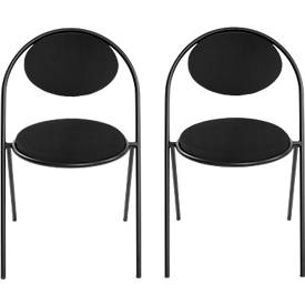 Meet_by_Paperflow Stoelen Saturne Meet by Paperflow - B 520 x D 540 x H 820 mm - stalen buis zwart - kunstleer zwart - set van 2