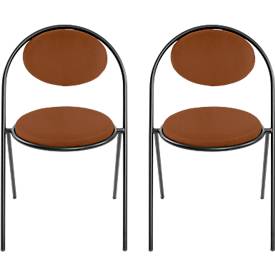 Meet_by_Paperflow Stoelen Saturne Meet by Paperflow - B 520 x D 540 x H 820 mm - stalen buis zwart - kunstleer roest - set van 2