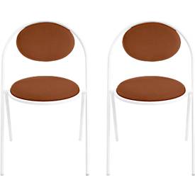 Meet_by_Paperflow Stoelen Saturne Meet by Paperflow - B 520 x D 540 x H 820 mm - stalen buis wit - kunstleer roest - set van 2