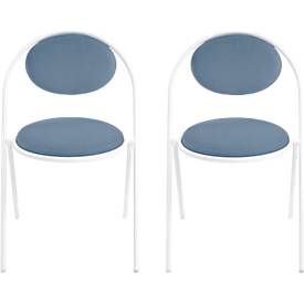 Meet_by_Paperflow Stoelen Saturne Meet by Paperflow - B 520 x D 540 x H 820 mm - stalen buis wit - kunstleer blauw - set van 2