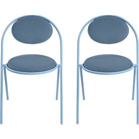 Meet_by_Paperflow Stoelen Saturne Meet by Paperflow - B 520 x D 540 x H 820 mm - stalen buis blauw - kunstleer blauw - set van 2