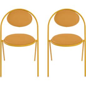 Meet_by_Paperflow Stoelen Saturne Meet by Paperflow - B 520 x D 540 x H 820 mm - stalen buis saffraan - kunstleer saffraan - set van 2