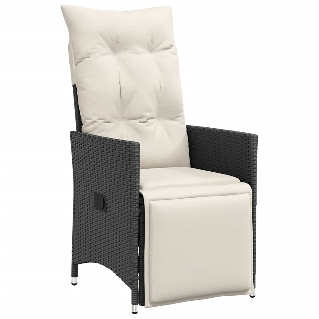 vidaXL 7-delige Tuinset met kussens poly rattan zwart