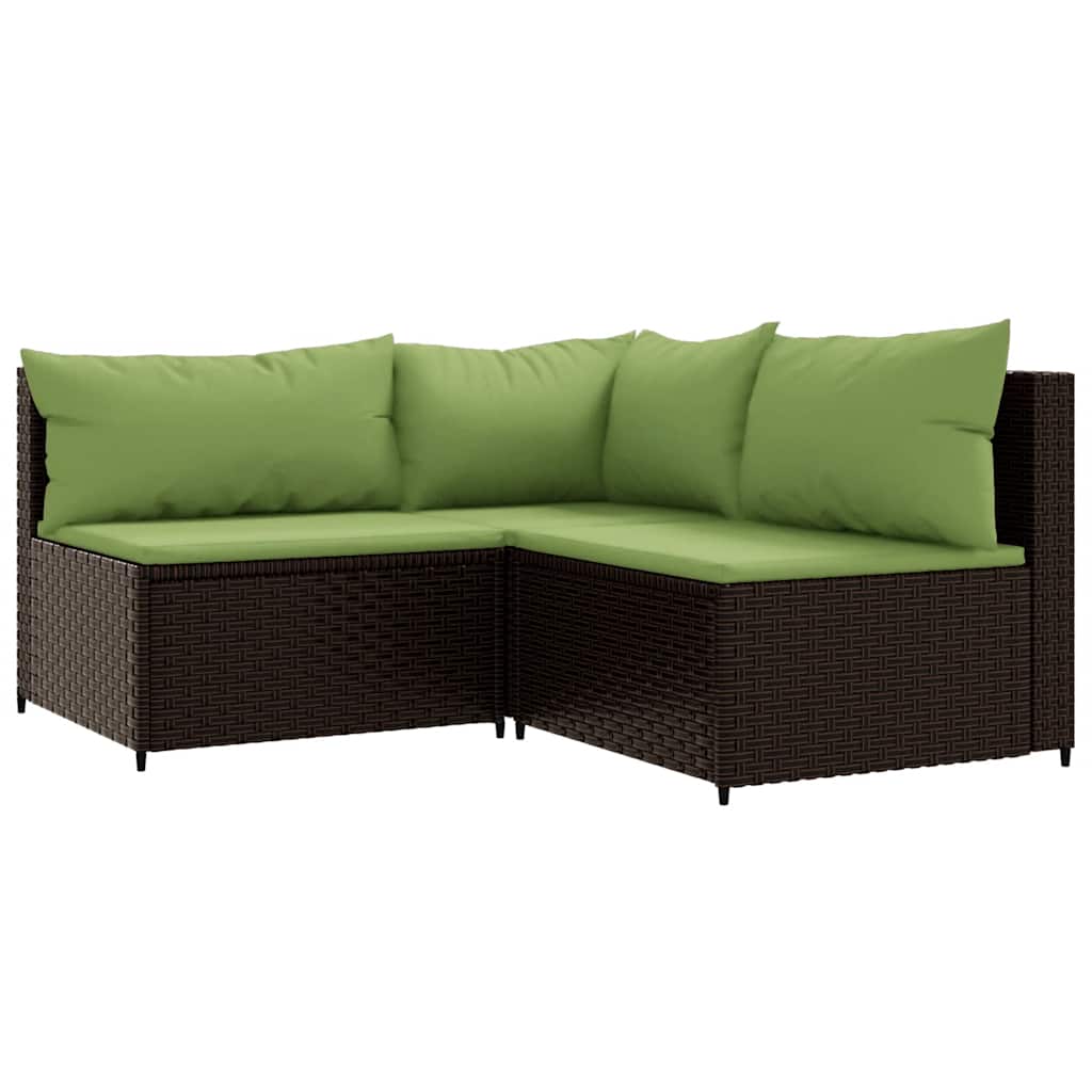 vidaXL 4-delige Loungeset met kussens poly rattan bruin
