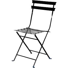 Meet_by_Paperflow Outdoor klapstoel meet van Paperflow EDEN, zonder armleuningen, UV-behandeld, B 380 x D 335 x H 440 mm, gegalvaniseerd staal, zwart-zwart, 2 stuks