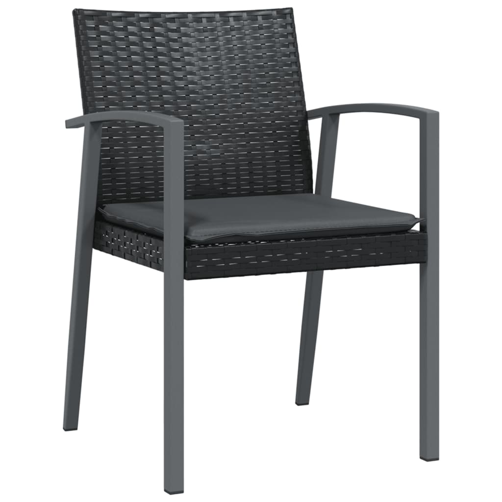 vidaXL Tuinstoelen 4 st met kussens 56,5x57x83 cm poly rattan zwart