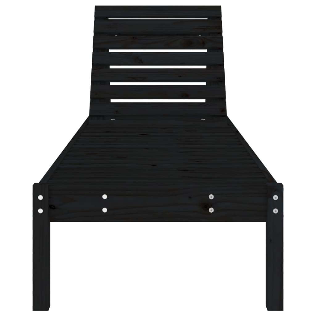 vidaXL Ligbed 199,5x60x74 cm massief grenenhout zwart