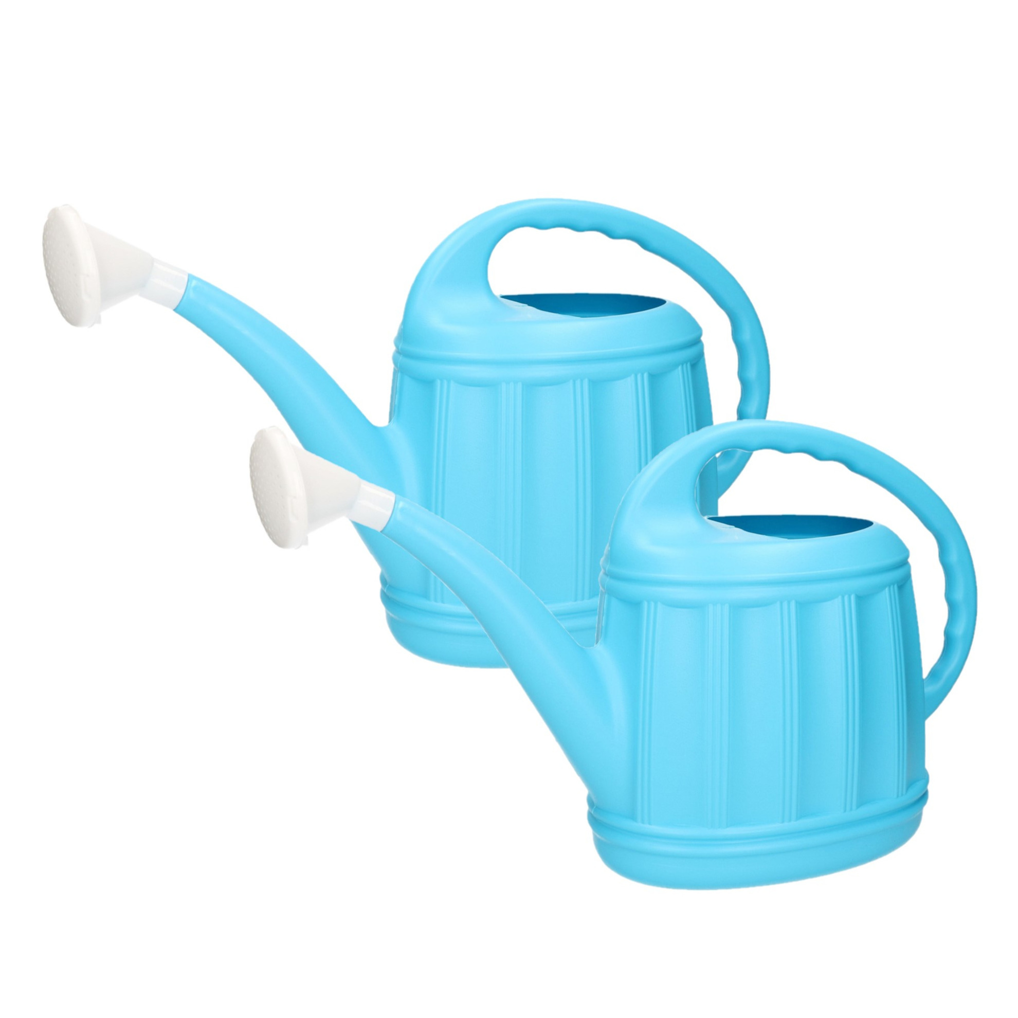 Hega Hogar Set van 2x stuks tuinplanten gieters kunststof licht blauw 5 liter -