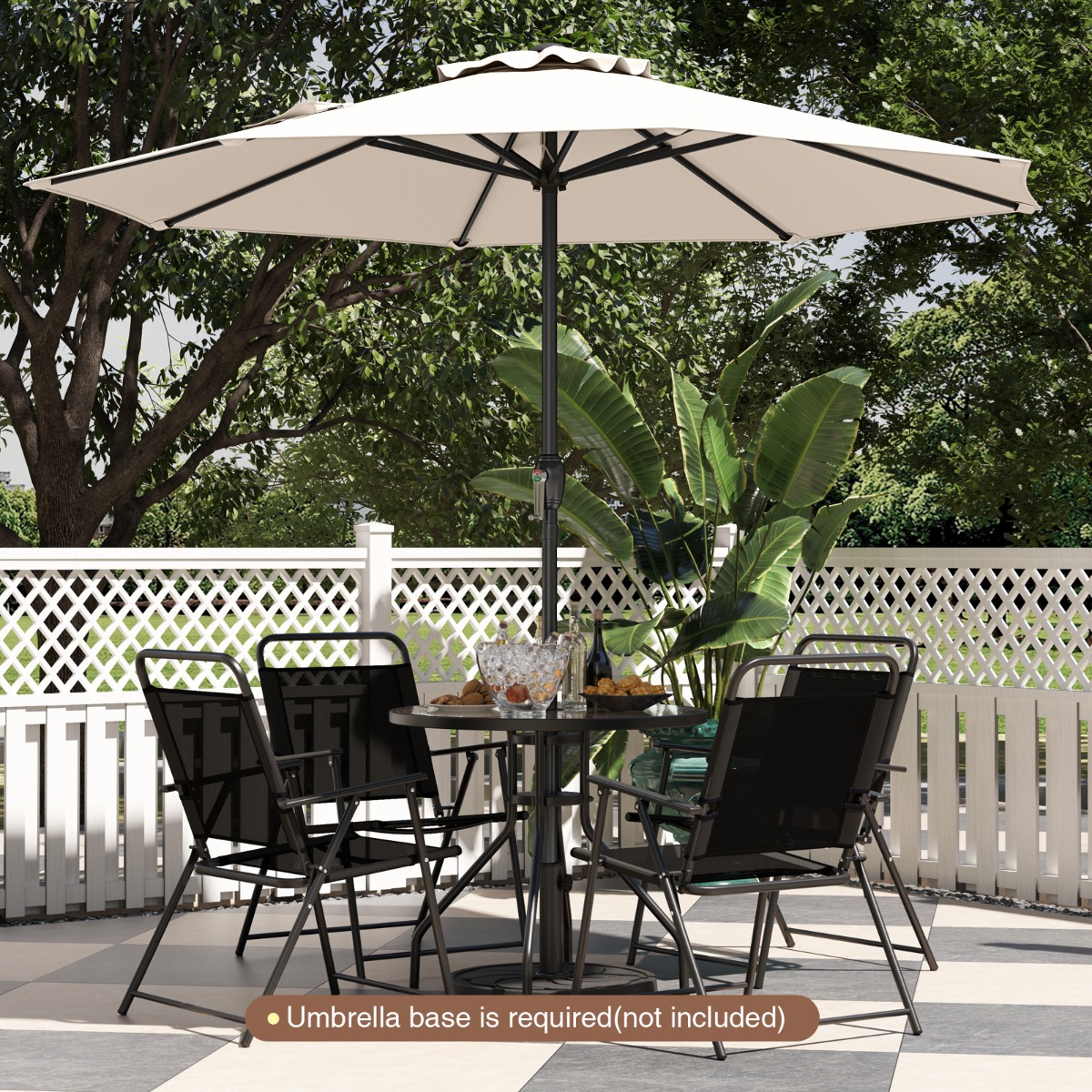 Costway 260 cm Terrasparasol Marktplaatsparasol voor Buiten met Slinger & 8 Stabiele Ribben Parasol voor Terras Tuin Zwembad