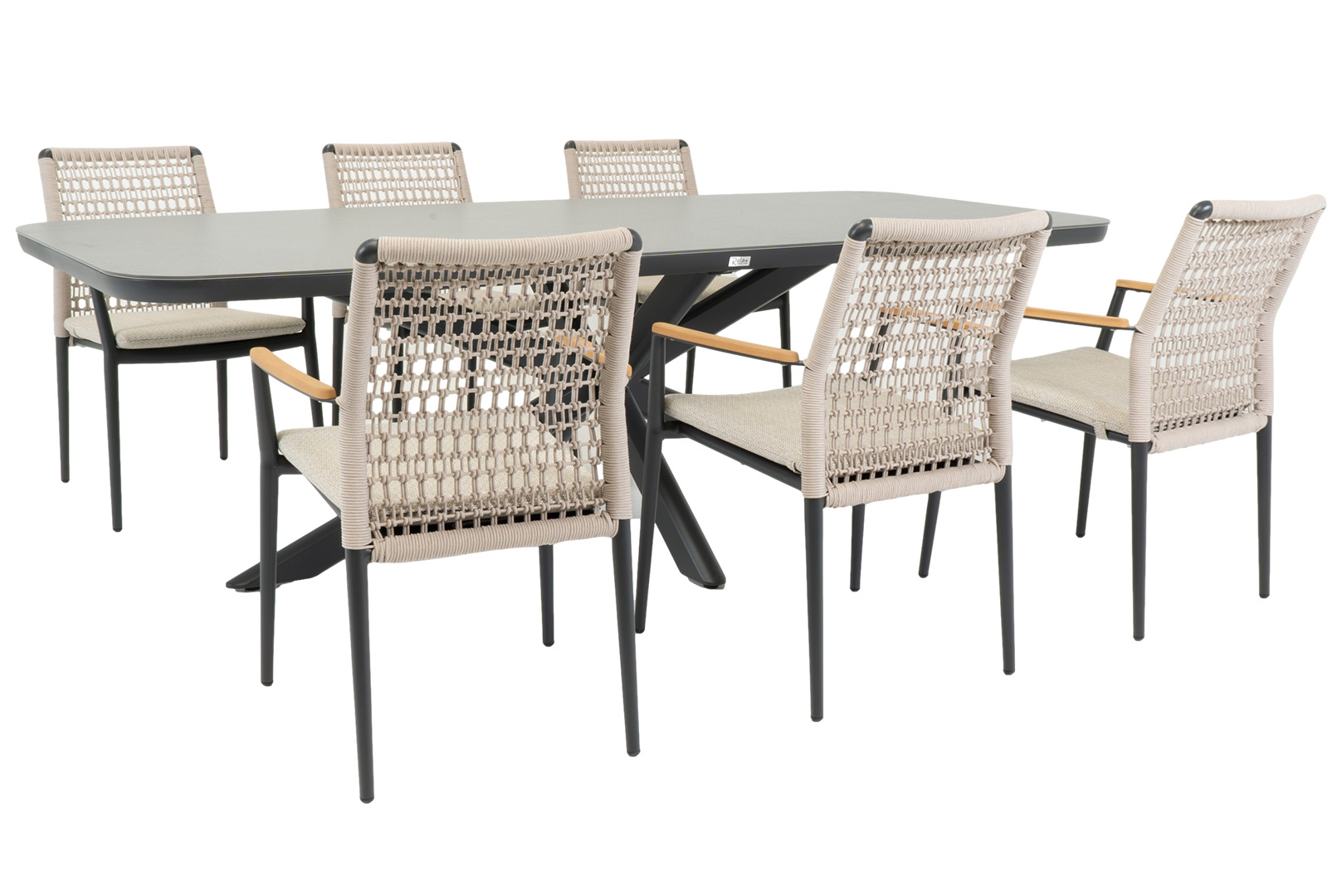 Relax Diningset Vancouver Barcelona 7-delig Keramiek 240 x 110 cm