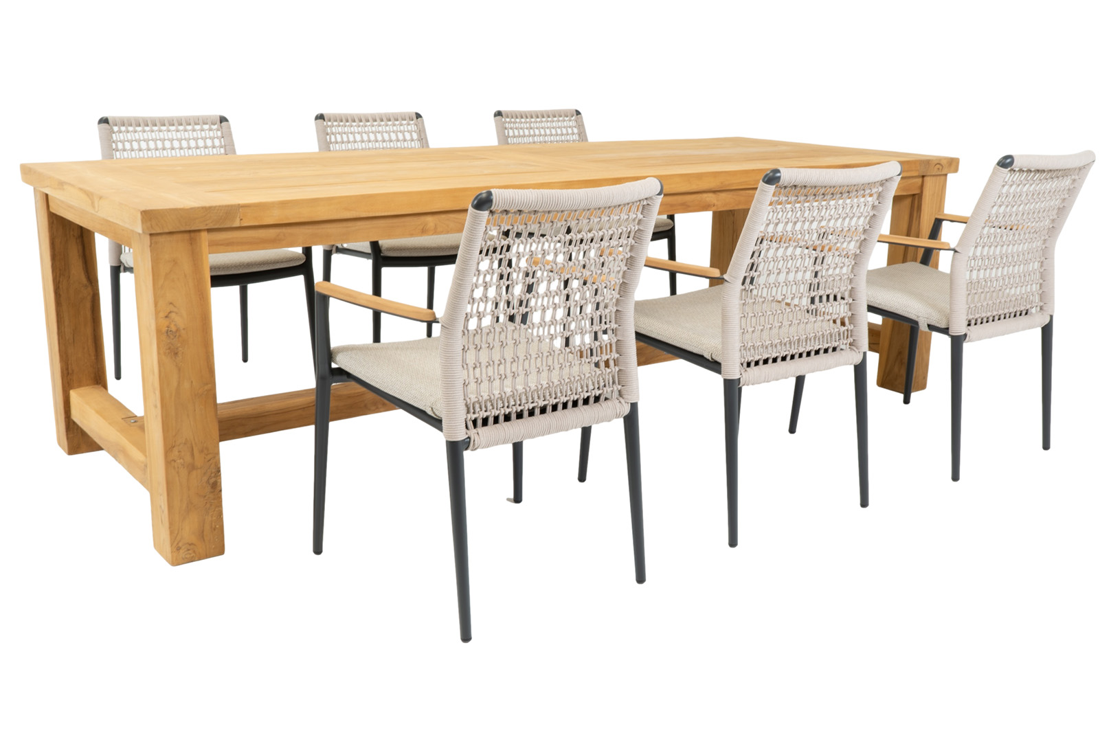 Relax Diningset Maro Barcelona 7-delig Natural Teak 260 x 100 cm
