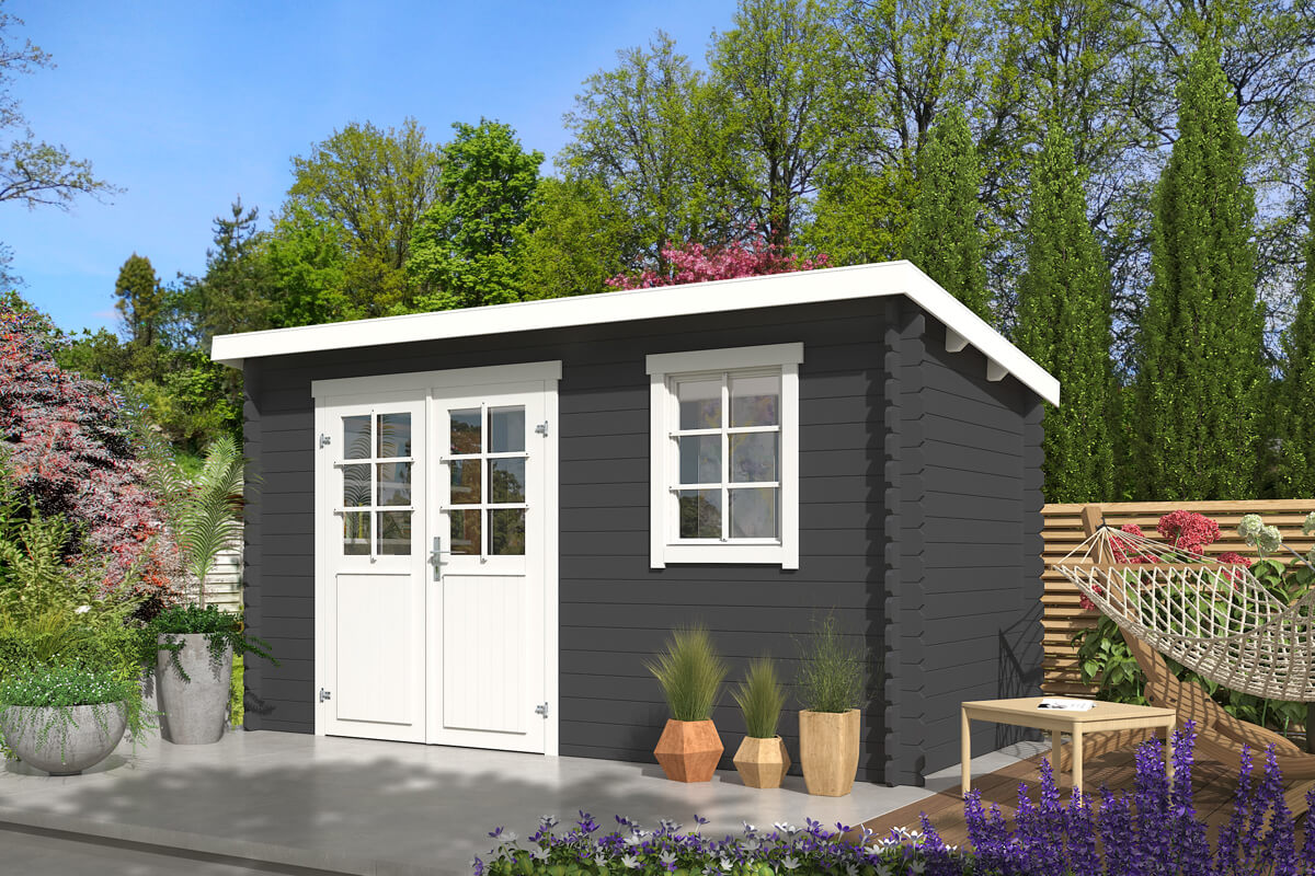 Outdoor Life Products | Tuinhuis Amira 380 x 175 | Gecoat | Carbon Grey-Wit