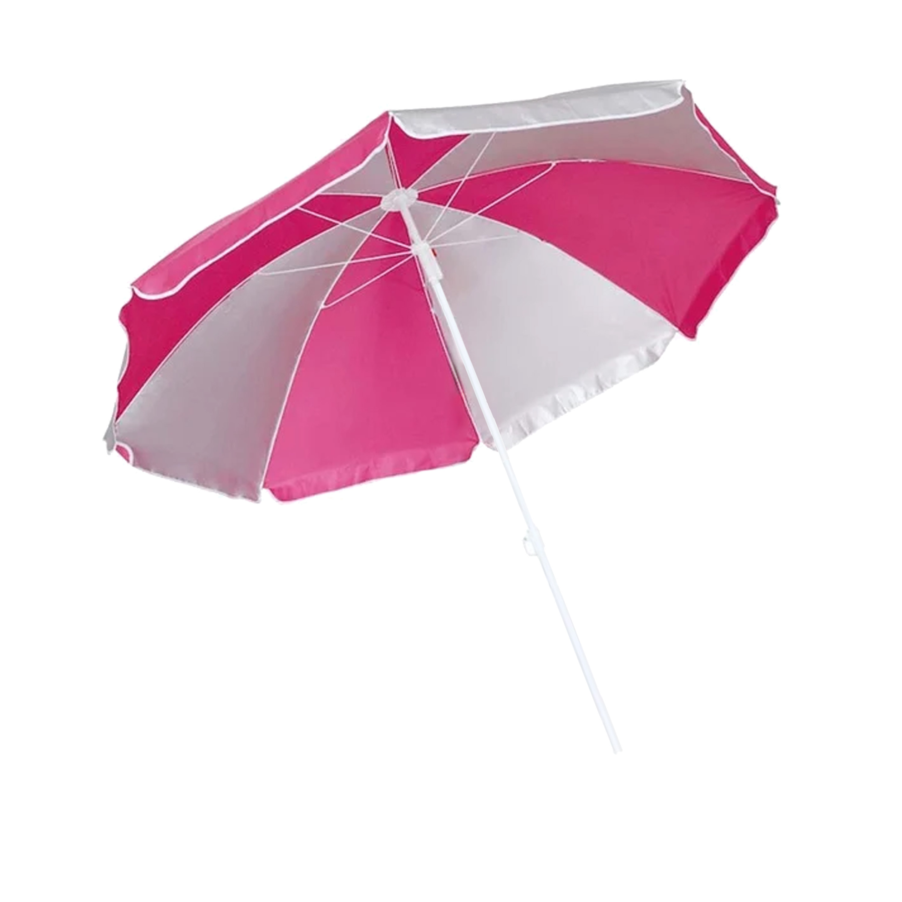 Merkloos Parasol - roze/wit - D120 cm - UV-bescherming - incl. draagtas -
