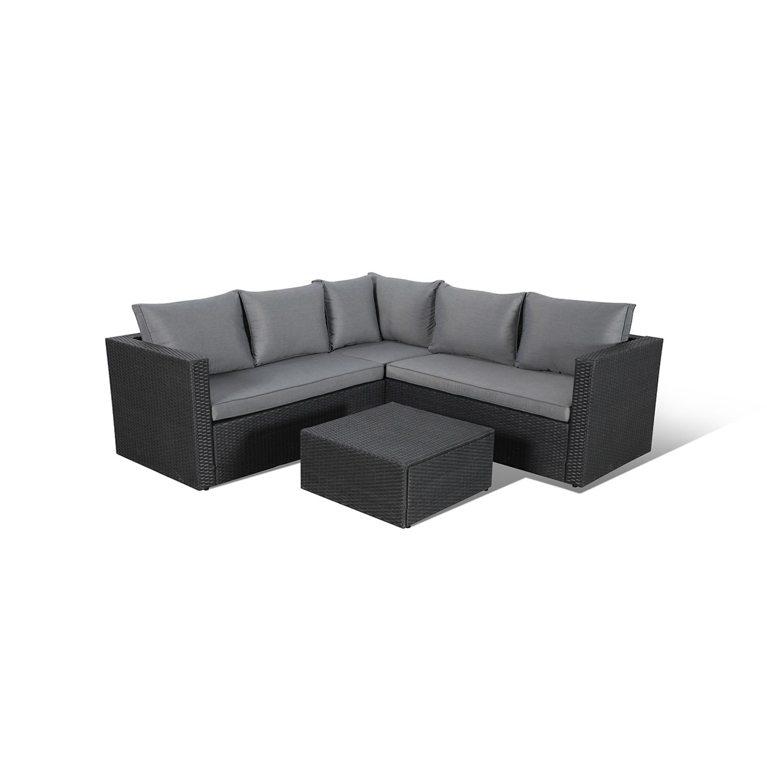 Central Park 3-delige Hoekbank Wicker Loungeset Alea Grijs Staal 5 Personen 204x204cm