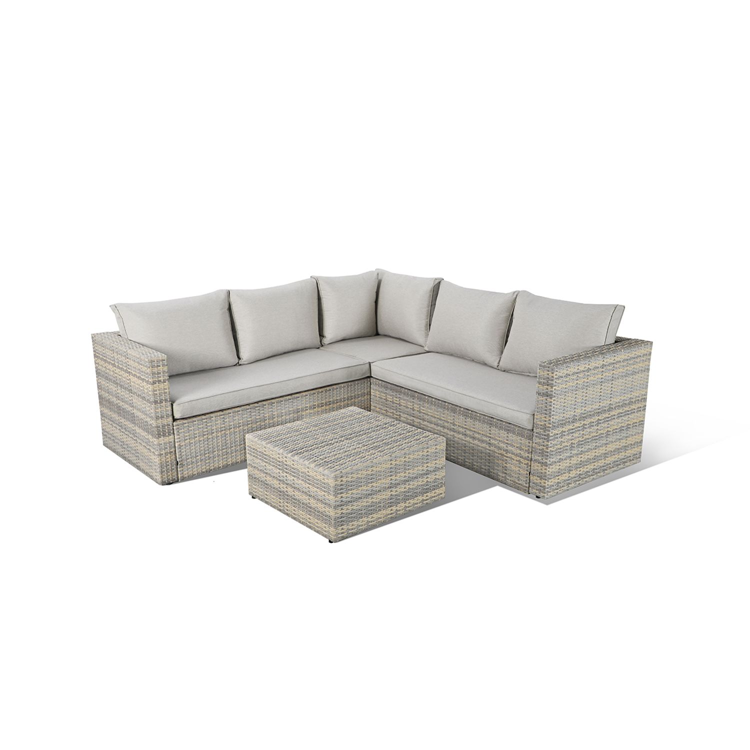 Central Park Hoekbank Loungeset Alea Taupe Staal/riet Rits 3-delig