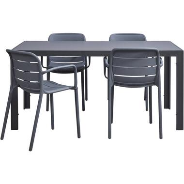 Leen Bakker Tuinset Savoie Nice - antraciet - 5-delig - 160 cm