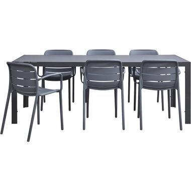 Leen Bakker Tuinset Savoie Nice - antraciet - 7-delig - 215 cm