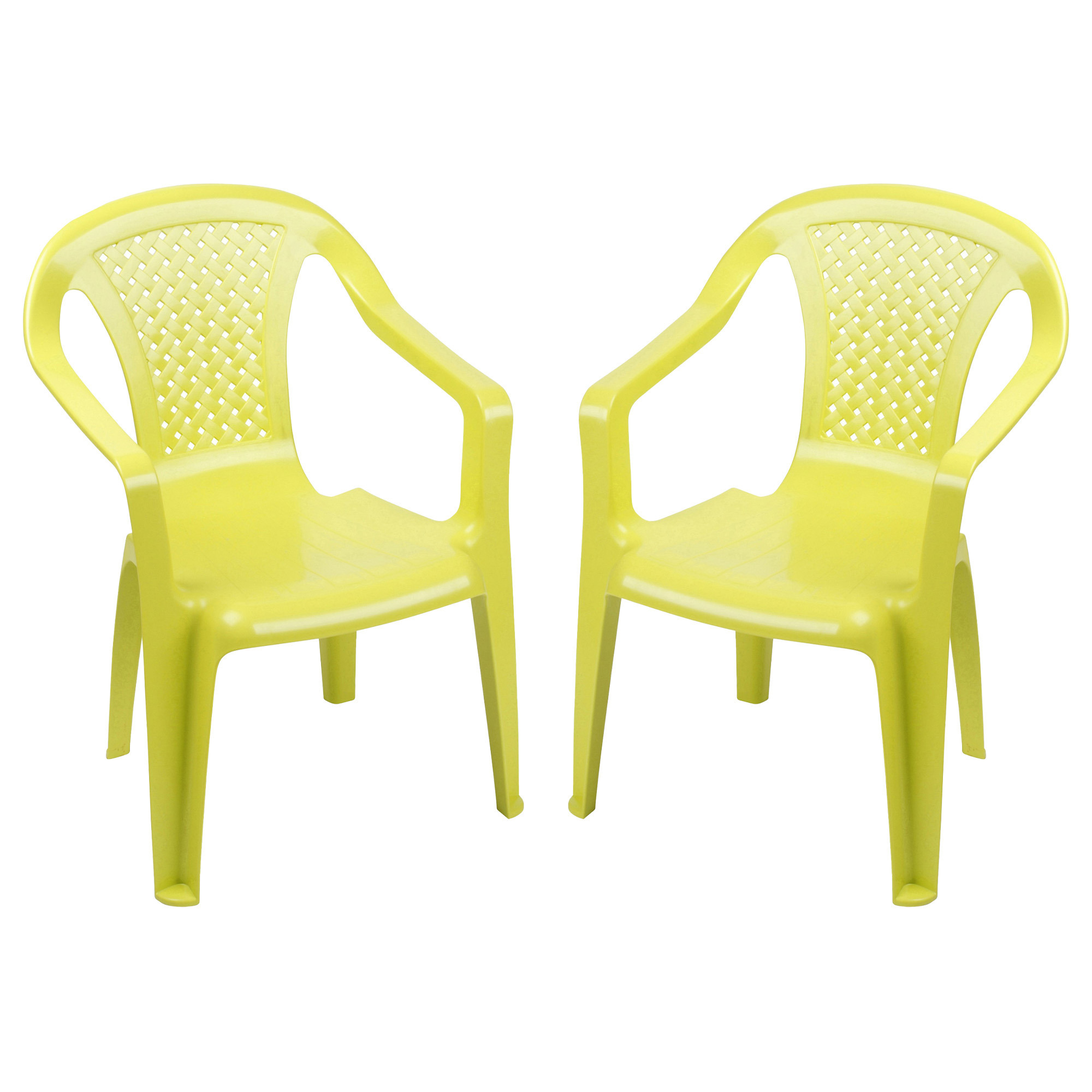 Sunnydays Kinderstoel - 2x - groen - kunststof - buiten/binnen - L37 x B35 x H52 cm -