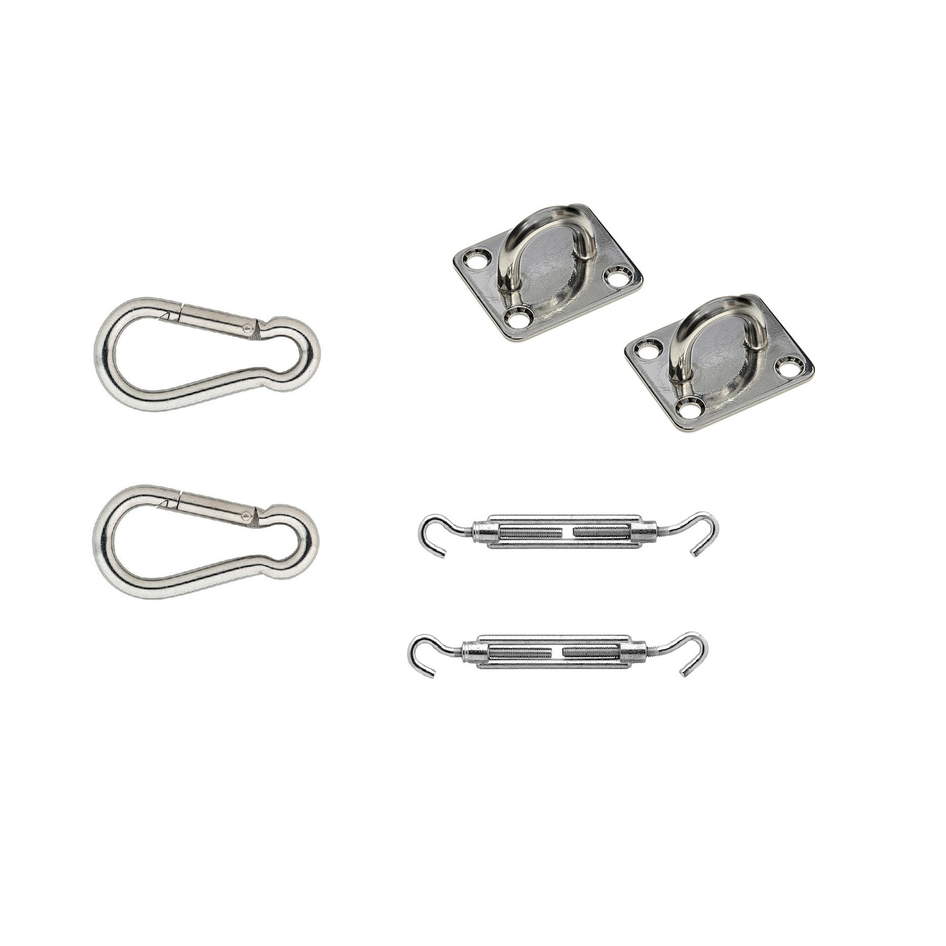 Merkloos Schaduwdoek 2 puntig ophangaccessoires RVS 6-delig / ophangen schaduwdoek -