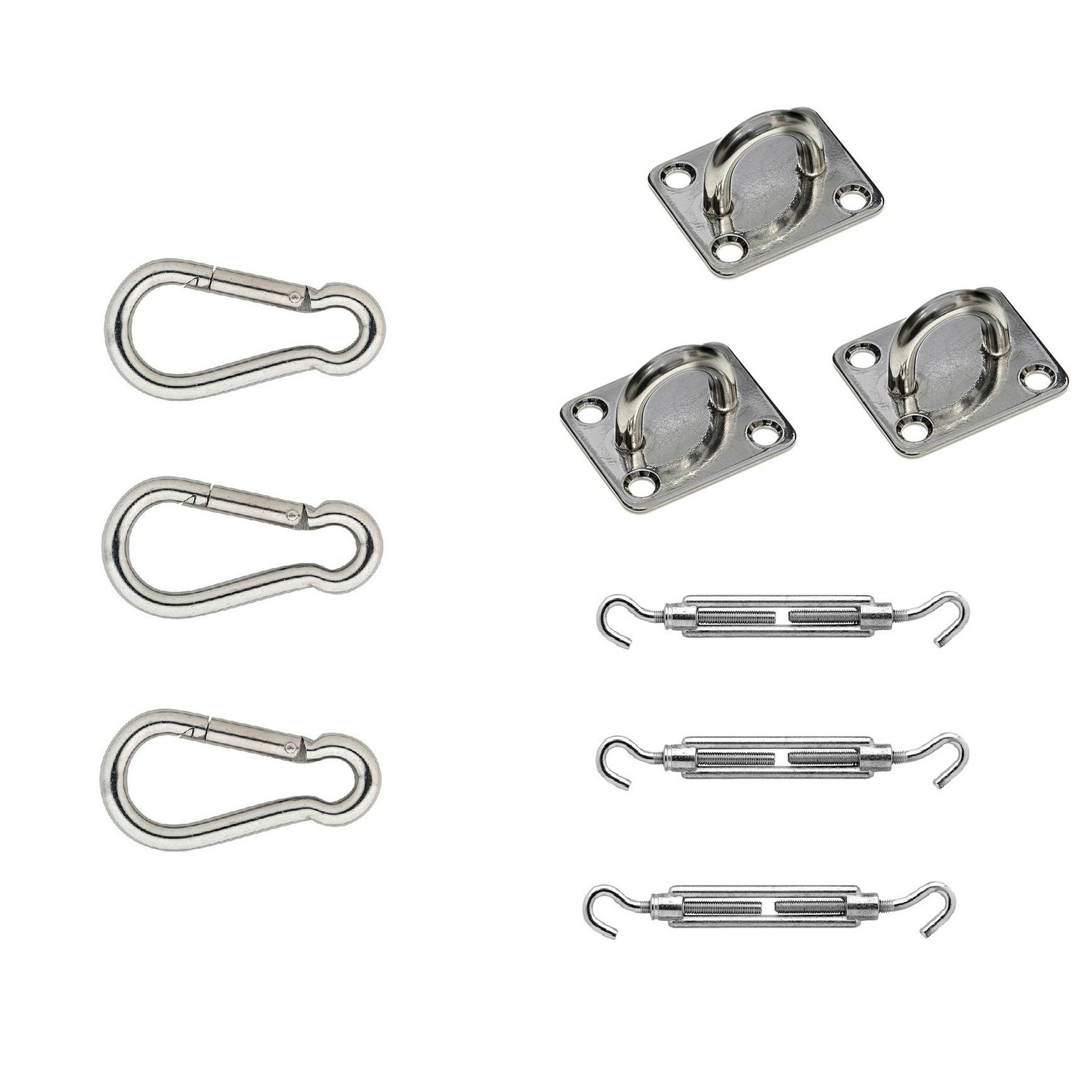 Merkloos Schaduwdoek ophangaccessoires RVS 9-delig / ophangen schaduwdoek 3-puntig -