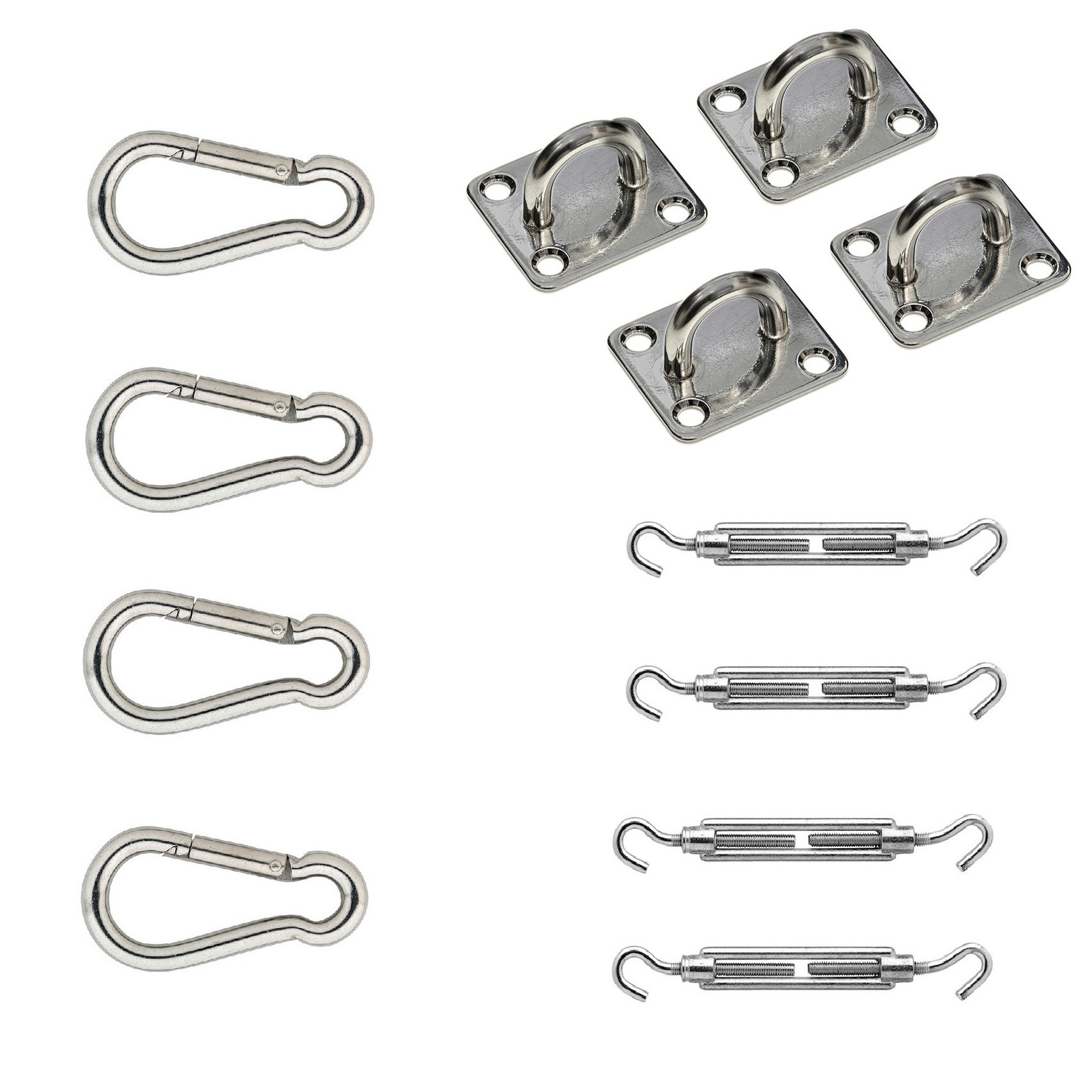 Merkloos Schaduwdoek 4-puntig ophangaccessoires RVS 12-delig / ophangen schaduwdoek -